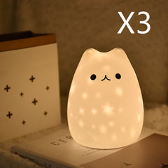 LED Projection Silicone Night Lights for Bedroom Home Birthday Gift Goodies Cat Shape Spherical Women Men
