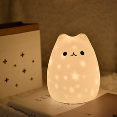 LED Projection Silicone Night Lights for Bedroom Home Birthday Gift Goodies Cat Shape Spherical Women Men
