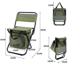 Folding Fishing Chair Backpack Insulation with Cooler Bag Portable Folding Beach Chair Seat Camping Chairs Folding Stool Chair