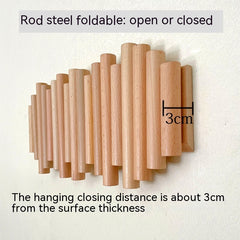 Solid Wood Punch-free Seamless Entrance Door Rear Wall Strong Glue Folding Clothes Rack Creative Row Hook